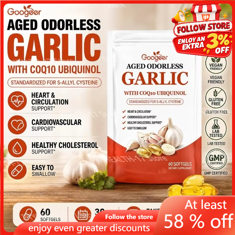 Coq10 Ubiquinol Softgel - Googeer Aged Odorless Garlic Softgels con
