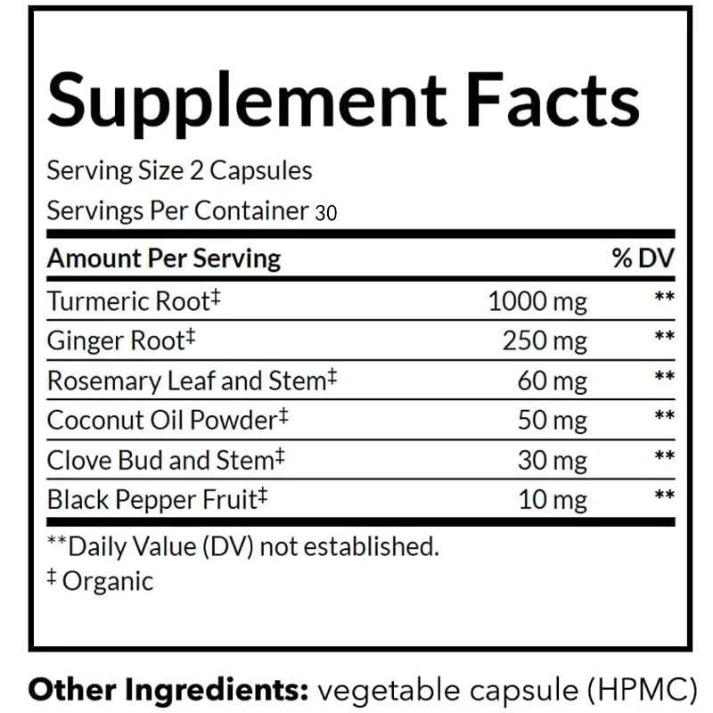 Pepe nero biologico, curcuma,  - Turmeric Curcumin Capsule recensione e prezzo